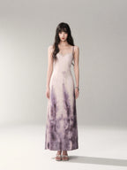 Sunset Lavender Gradient Printed Slip Maxi Dress