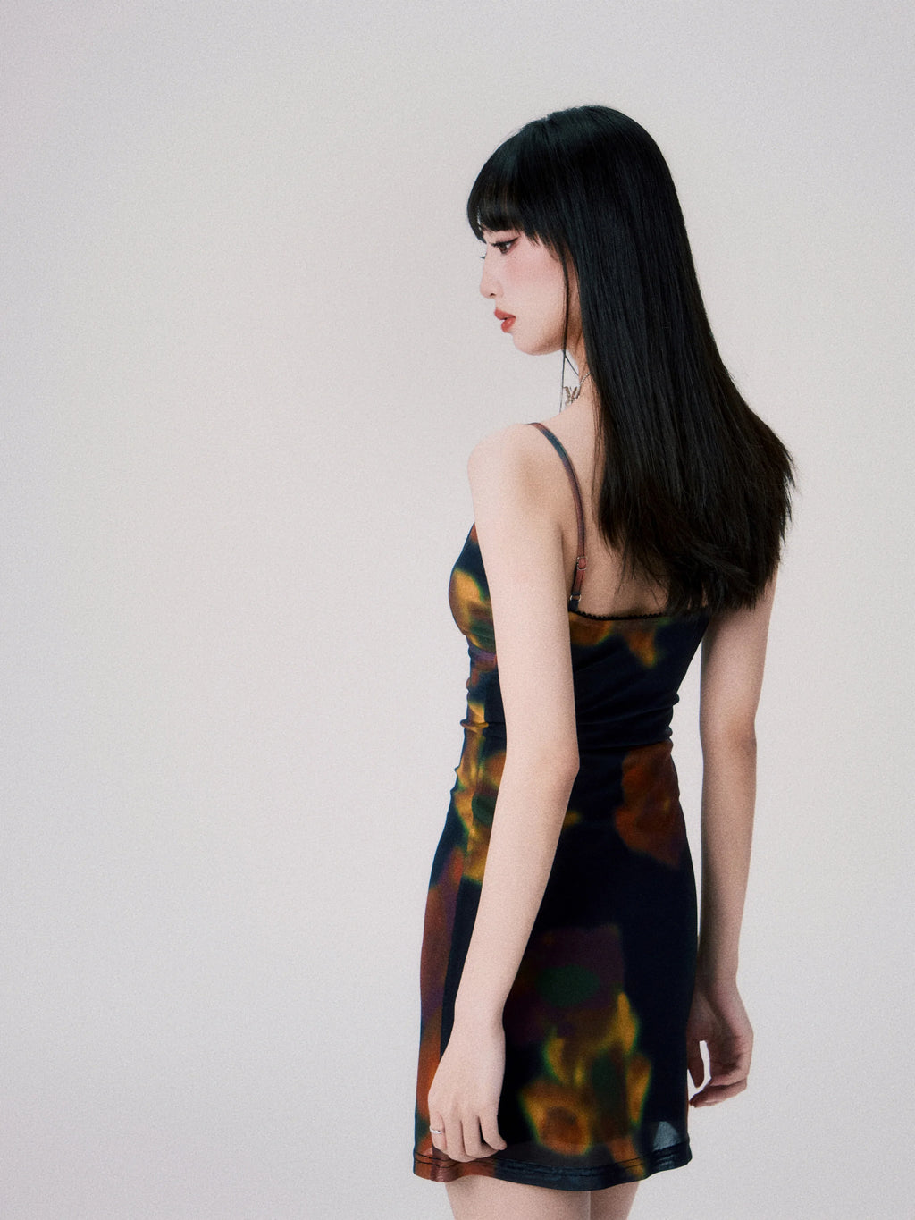 Vintage Printed Spaghetti-Strap Dress