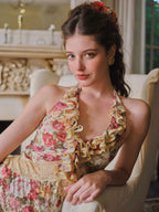 Flamenco Halter Mermaid Mesh Dress