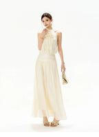 Floral Halterneck Draped Maxi Dress
