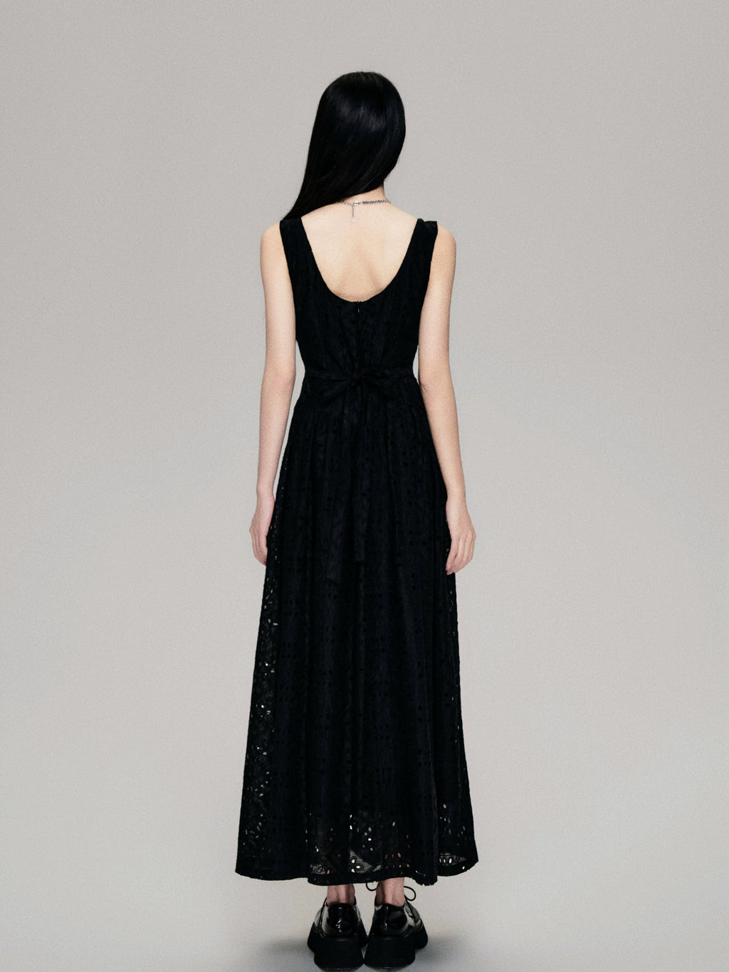 Cutout French Sleeveless Maxi Dress