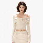 Twist Off-Shoulder Knit Mini Set