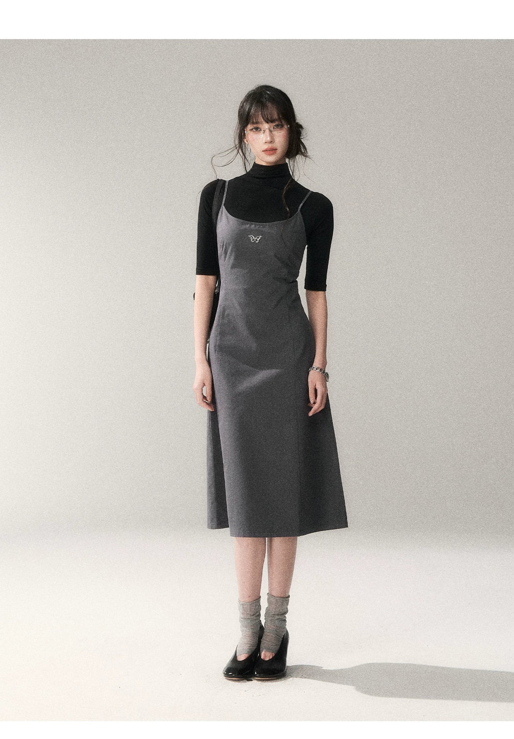 Minimalist Cotton A-Line Slip Midi Dress