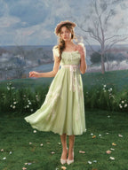 Green Kite Off-Shoulder Lace Fairy Dress
