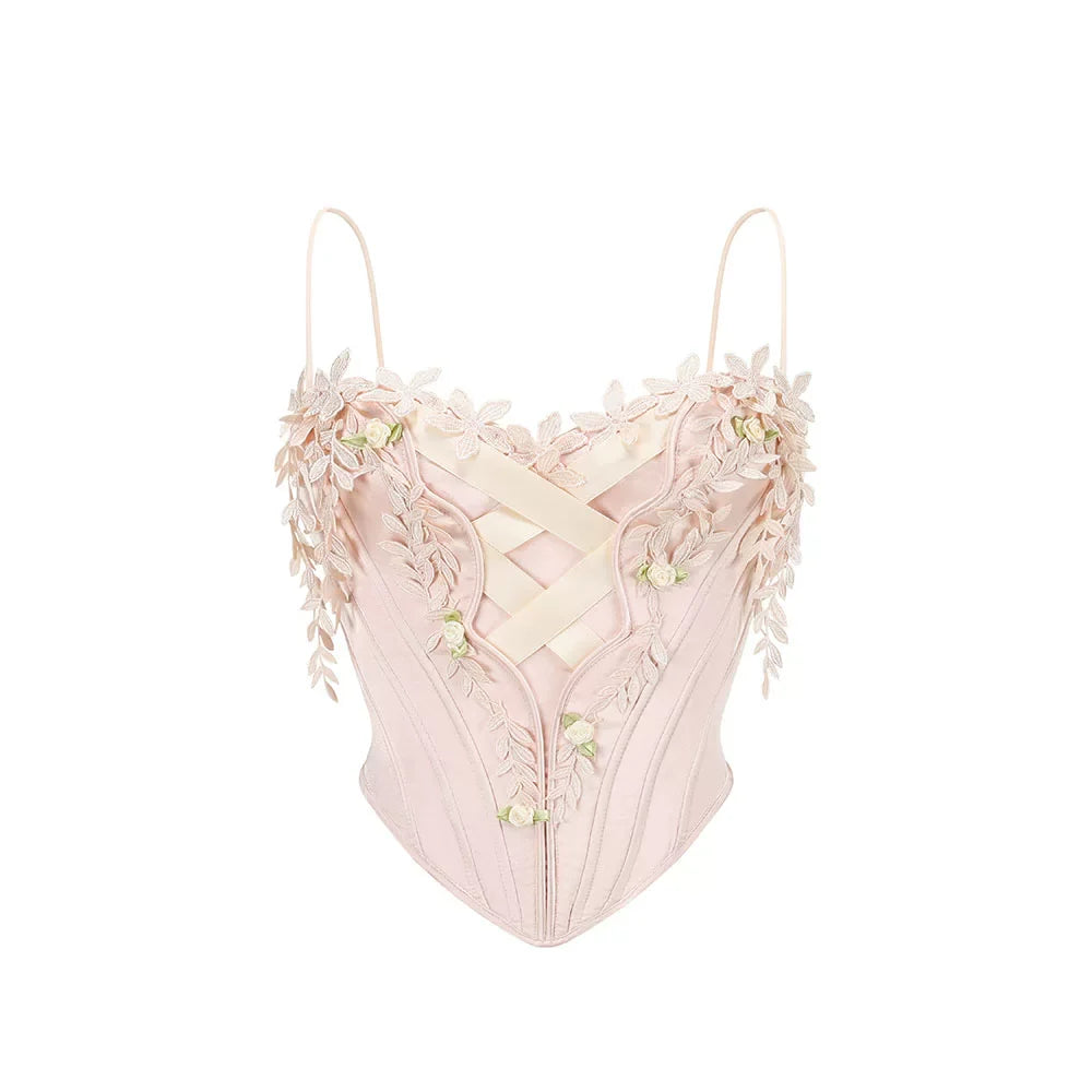 French Ballet Satin Corset Top & Skirt Set