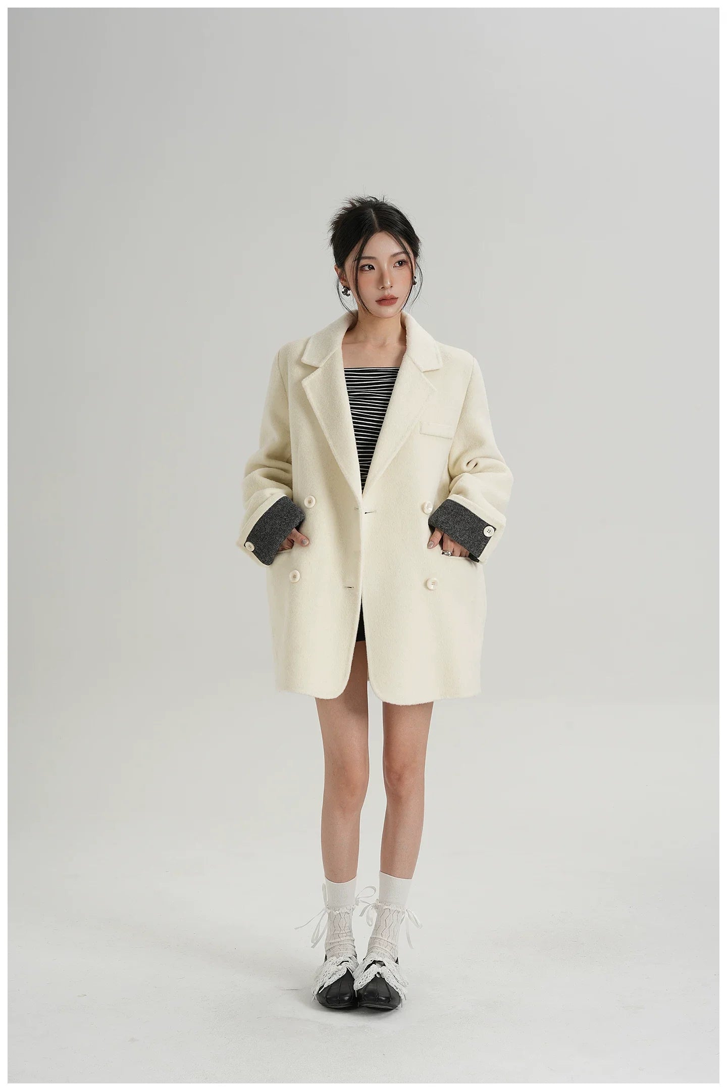 Mid-Length Double-Faced Wool Blazer