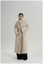 Asymmetric Stand-Collar Double-Faced Wool Coat