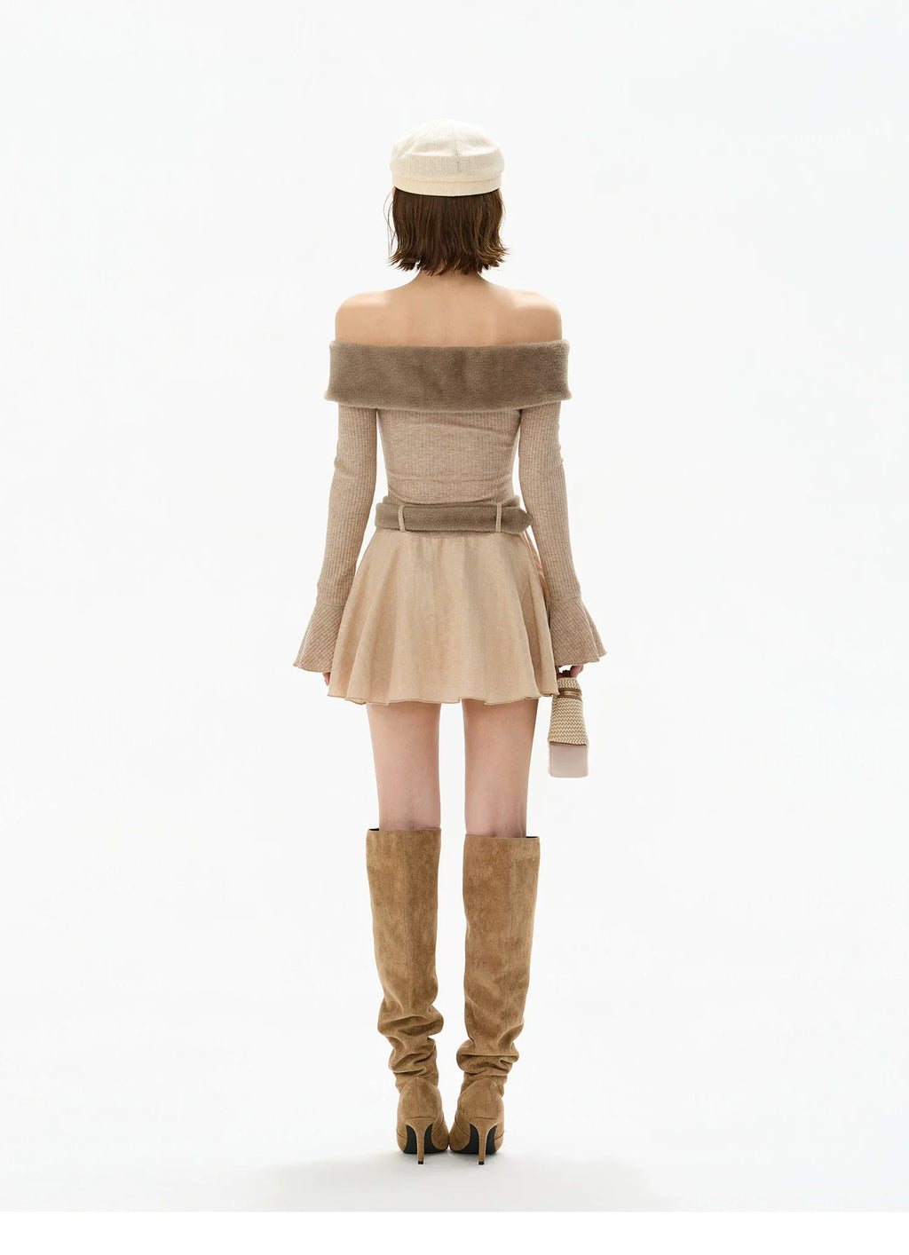 Mink Knit Off-Shoulder Dress