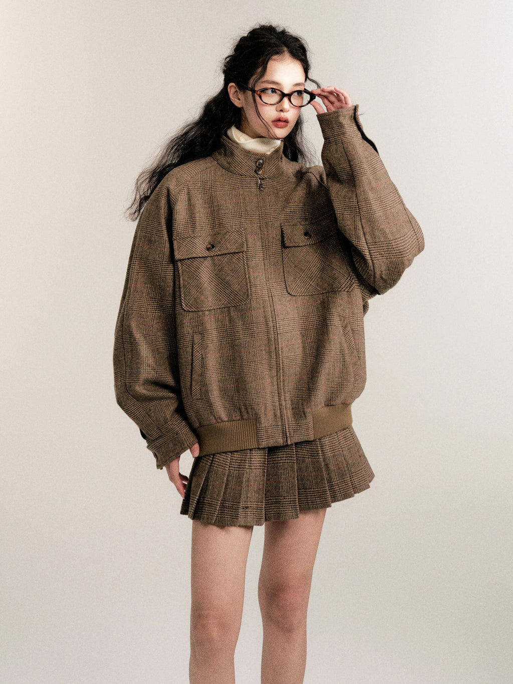 Vintage Collegiate Wool Jacket & Mini Skirt Set