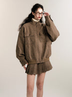 Vintage Collegiate Wool Jacket & Mini Skirt Set
