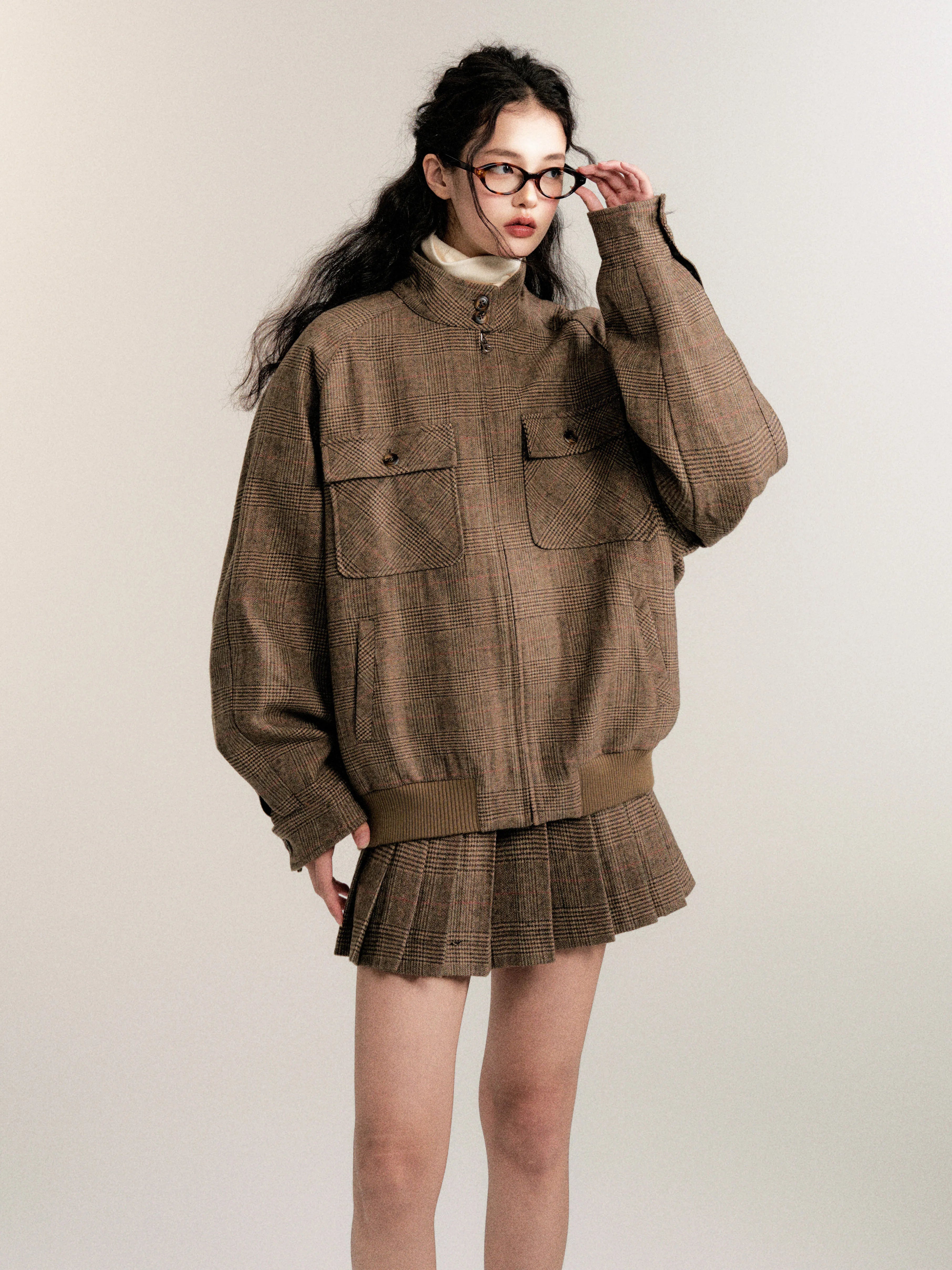 Vintage Collegiate Wool Jacket & Mini Skirt Set