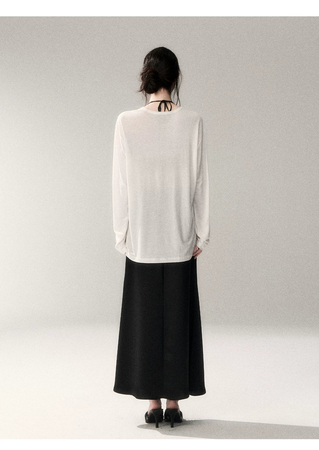 French Satin Acetate A-Line Midi Skirt