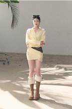 Waist-Cinched Long-Sleeve Shirt Dress