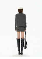 Cowl-Neck Wool Knit Mini Dress