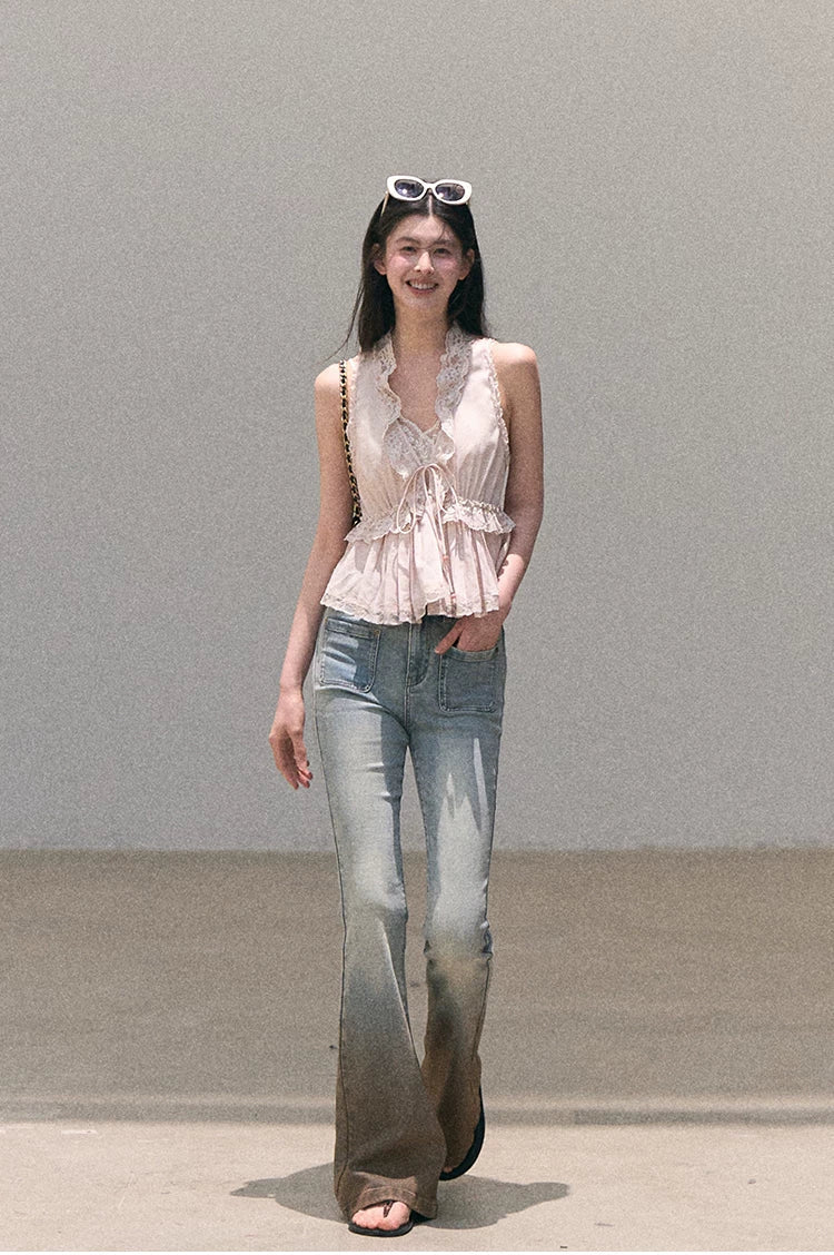 Valley Fog Vintage Washed Flared Jeans