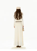 Elegant High-Neck Wool Knit Maxi Dress