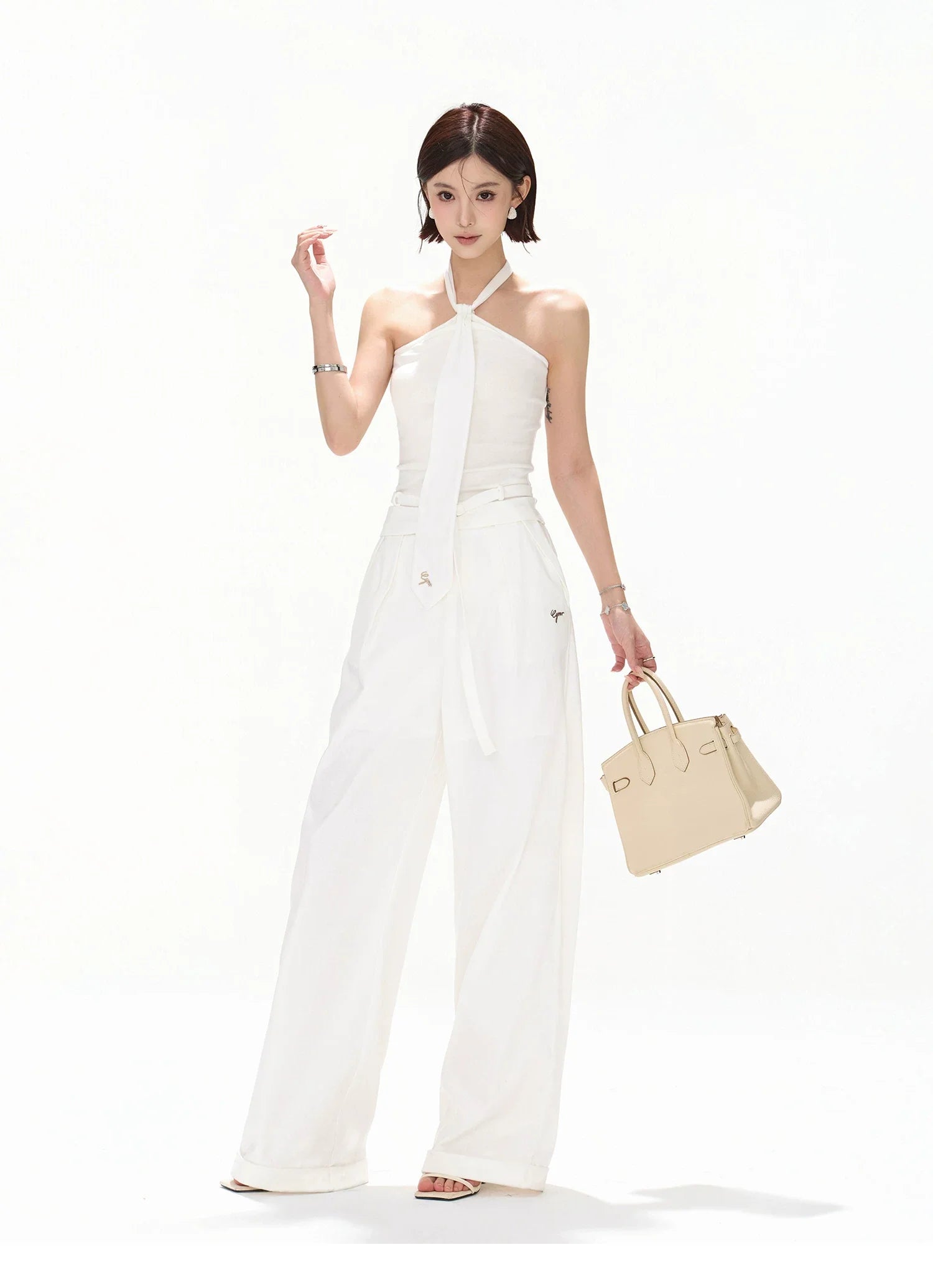 Relaxed Linen-Blend Wide-Leg Trousers