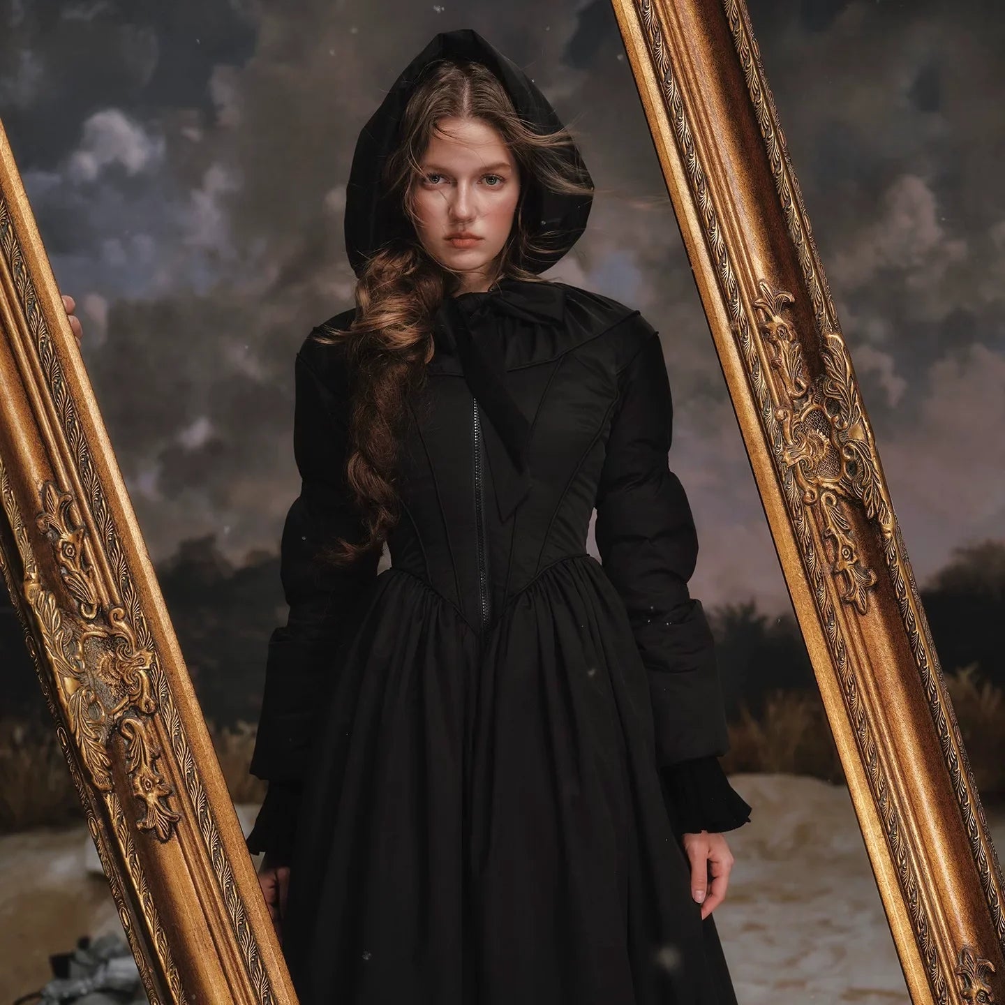 French Tailored Long Black Down Coat