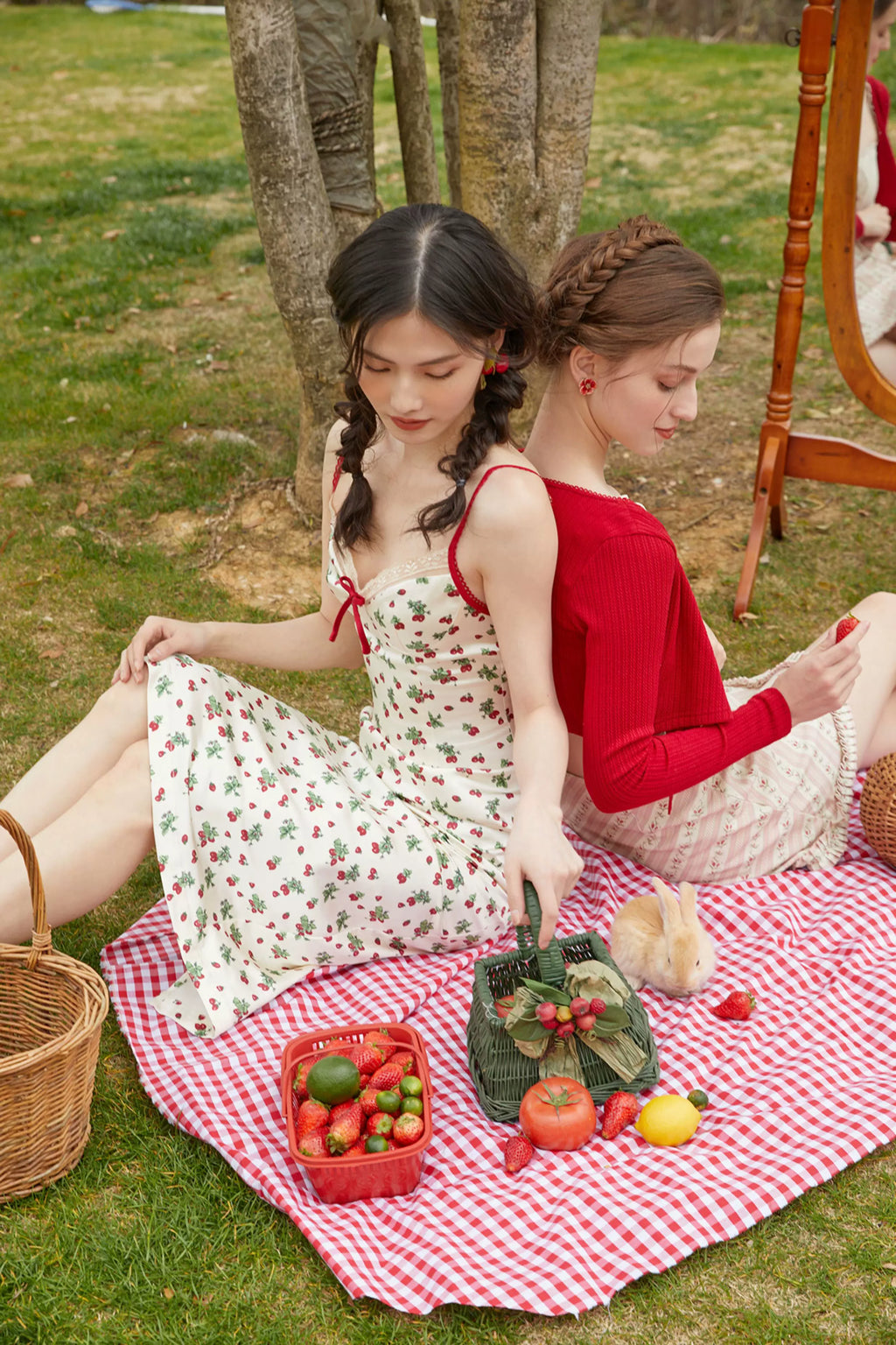 Vintage Satin Floral Slip Dress & Cardigan Set