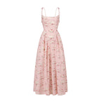 French Sweet Floral Corset Slip Pink Dress