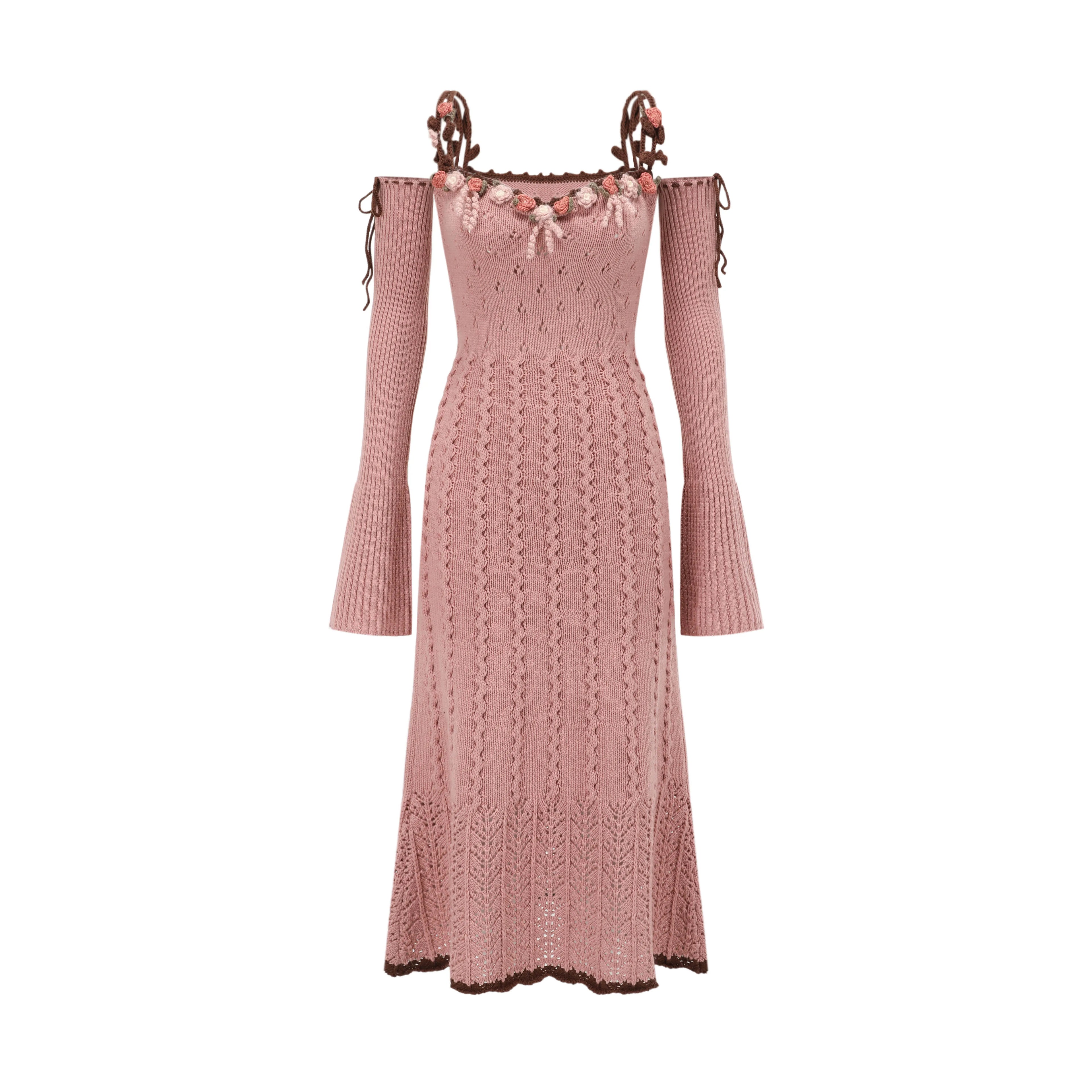 Floral Juliet Vintage Knit Dress & Cardigan Set