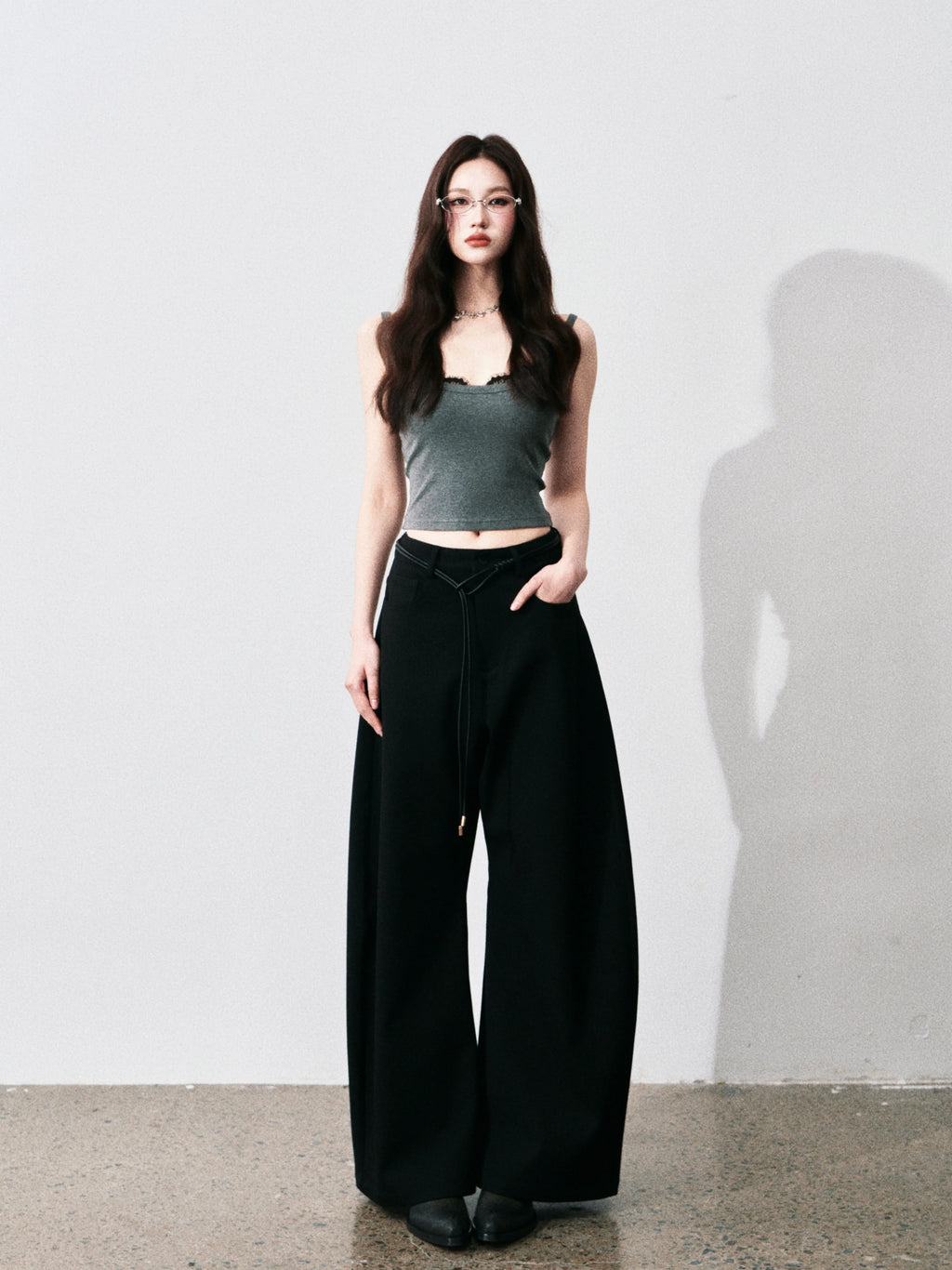 Contrast Lace Trim Slim-Fit Camisole