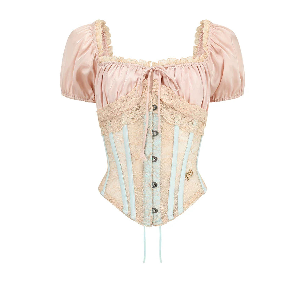 Blush Court Satin Corset Top & Midi Skirt Set