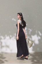 Shifting Tree Shadow Cotton Backless Waist-Cinched Vacation Dress