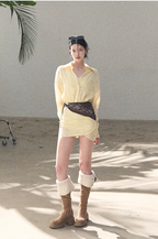 Waist-Cinched Long-Sleeve Shirt Dress