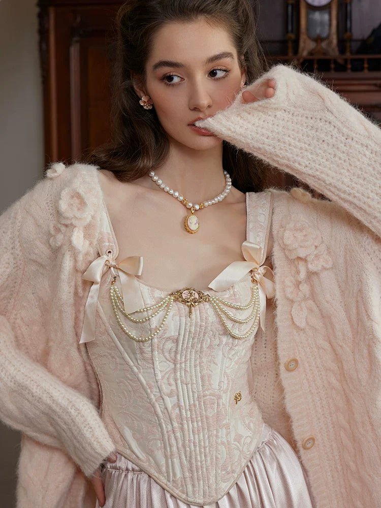Hand-Crocheted Wool Knit Cardigan