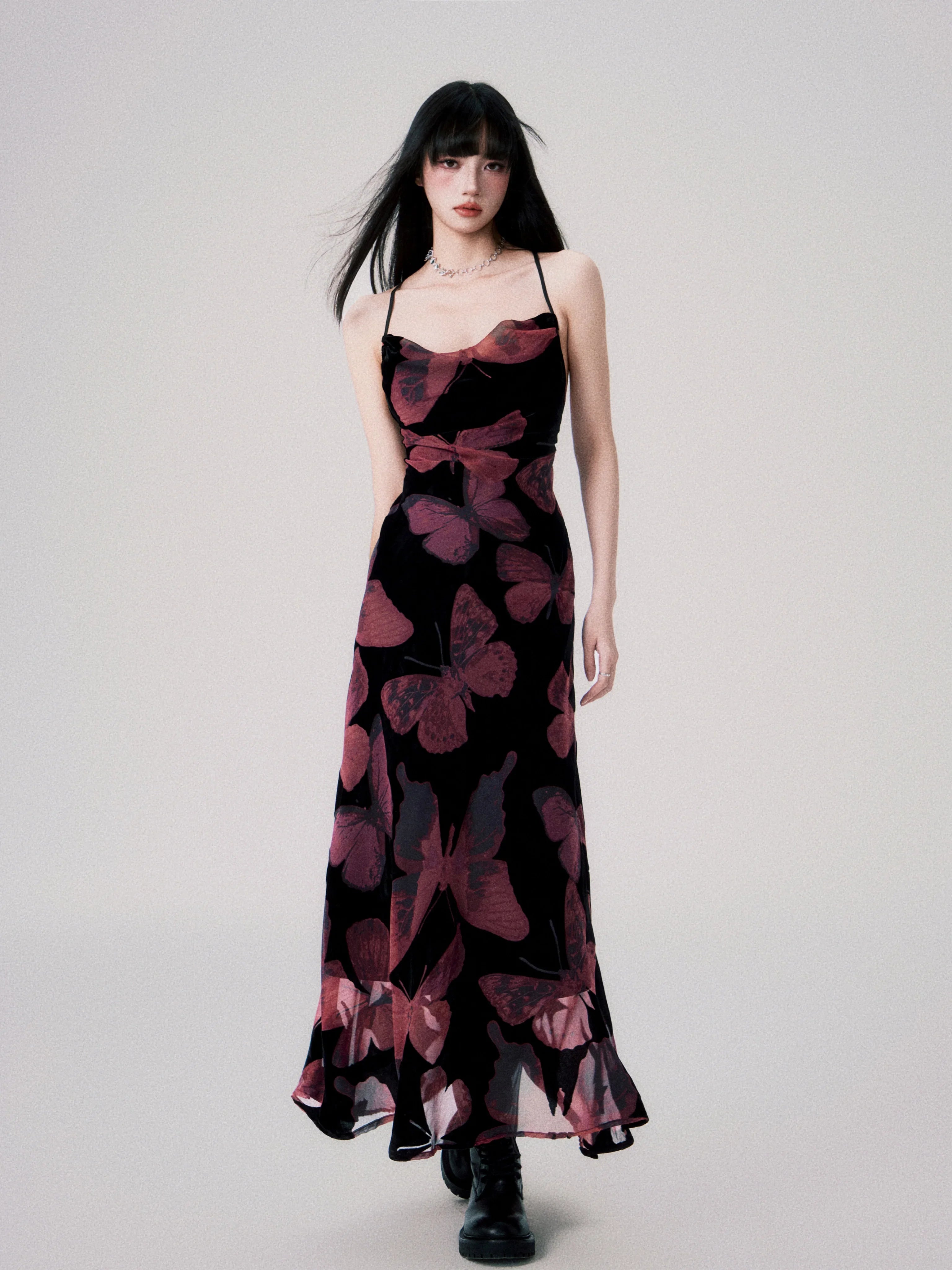 Backless New Chinese Slip Maxi Dress
