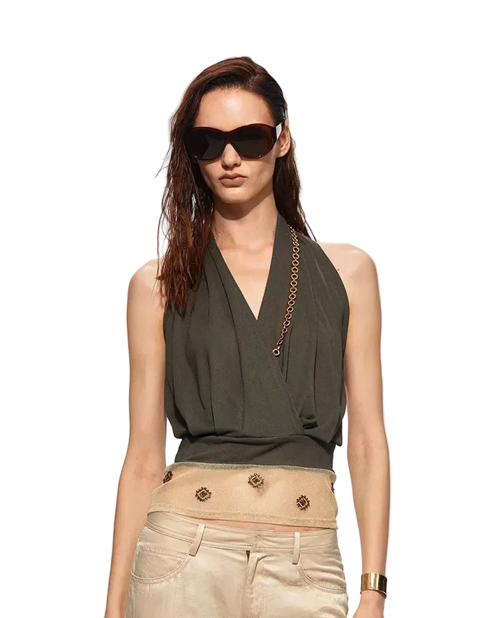 Acetate Beaded Halter Top