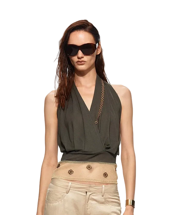 Acetate Beaded Halter Top