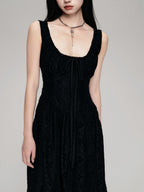 Cutout French Sleeveless Maxi Dress