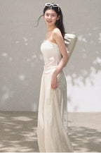 Linen Lace Trim Off-Shoulder Bandeau