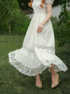 Pure White Cinderella Square-Neck Princess Dress