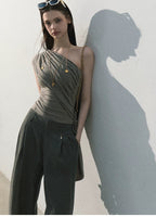 White Jade Asymmetric Draped T-Shirt