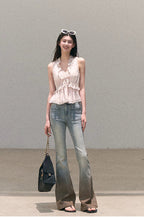 Valley Fog Vintage Washed Flared Jeans