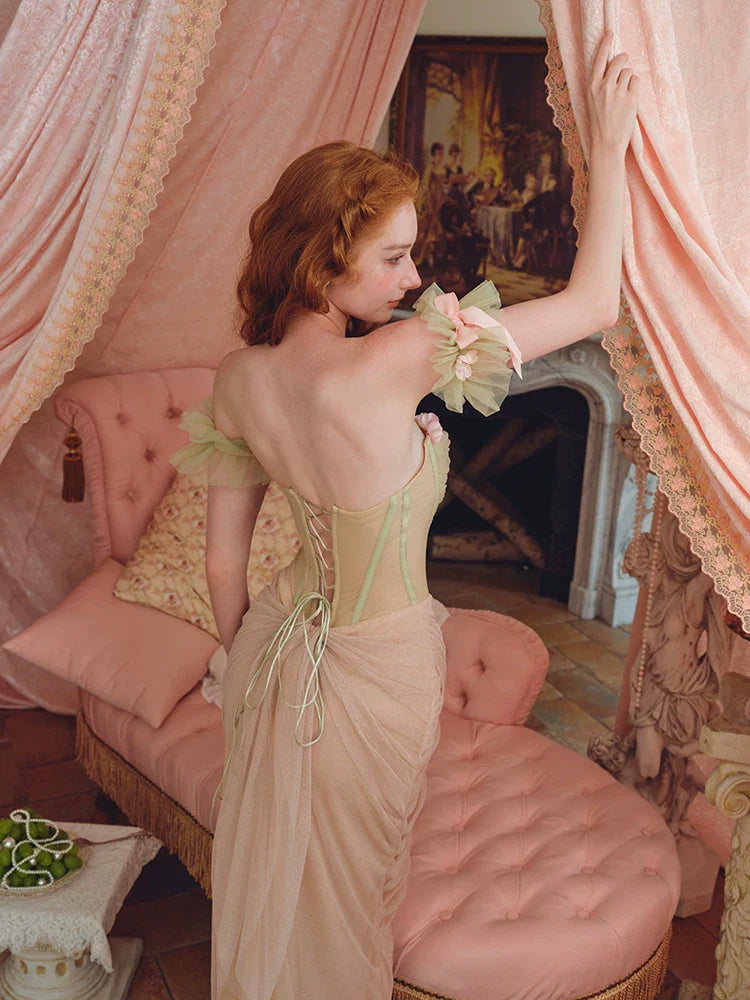 French Gentle Corset Strapless Gown Dress