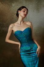 French Costume-Inspired Corset & Satin Mermaid Skirt Set