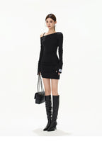 Asymmetric Off-Shoulder Bodycon Mini Dress