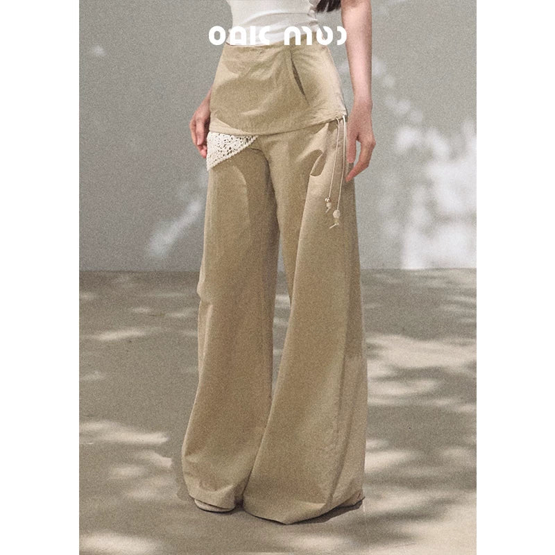 Bohemian Detachable Scarf Wide-Leg Relaxed Trousers