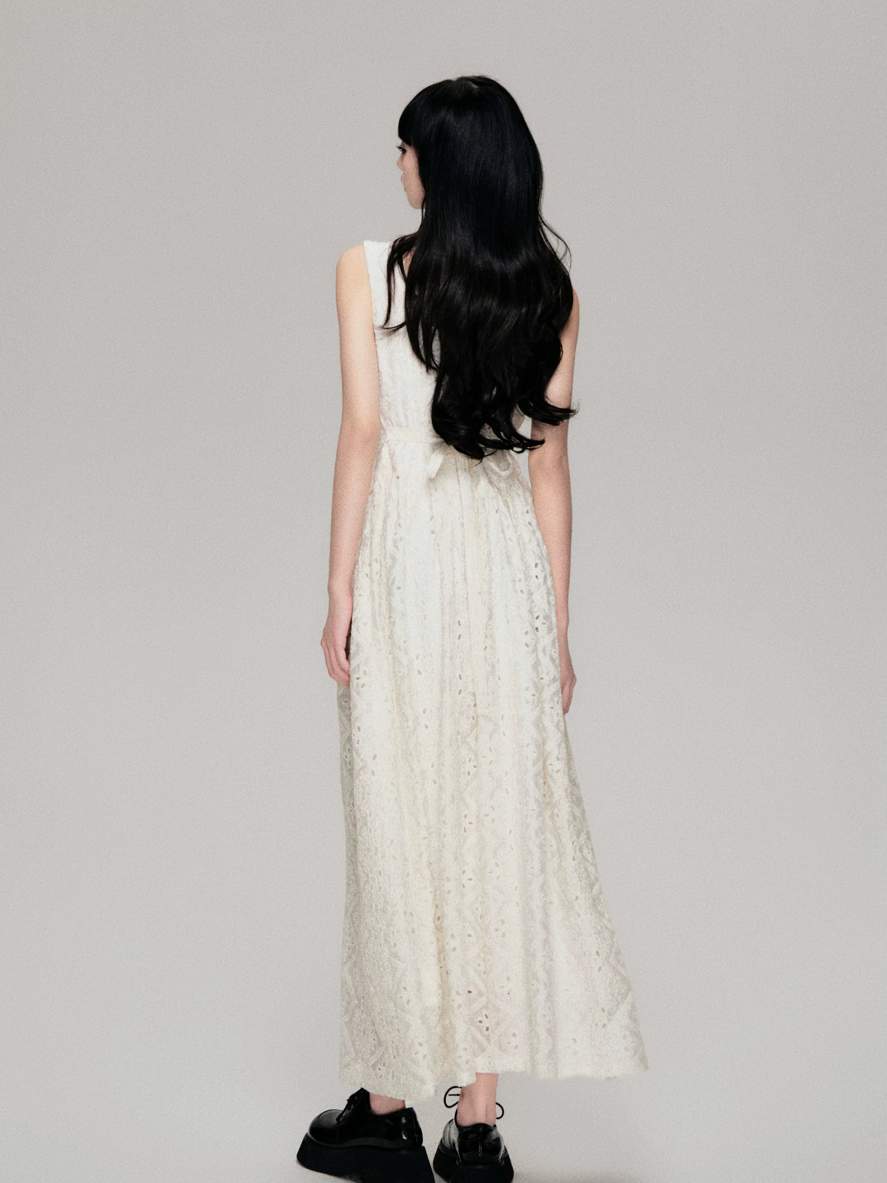 Cutout French Sleeveless Maxi Dress