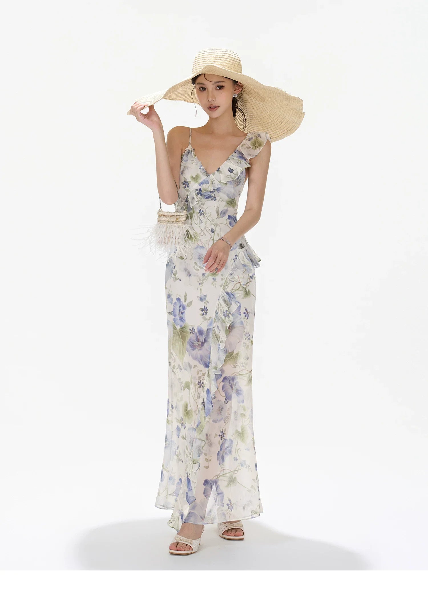 Morning Glory Dream Ruffle Chiffon Maxi Dress