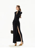 High-Slit Lace-Up Bodycon Maxi Dress
