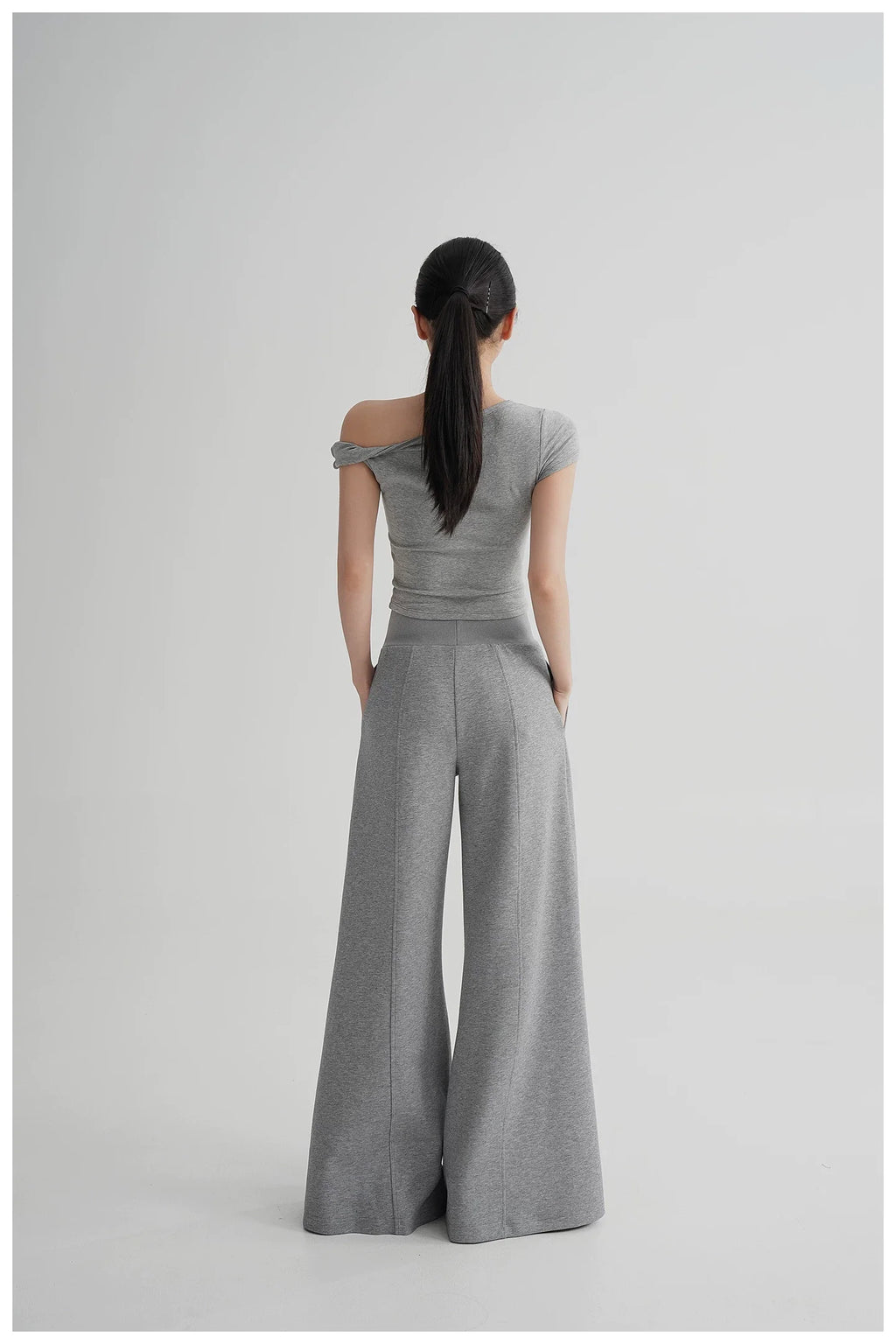 Asymmetric Off-Shoulder Cropped Tee