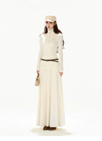 Elegant High-Neck Wool Knit Maxi Dress