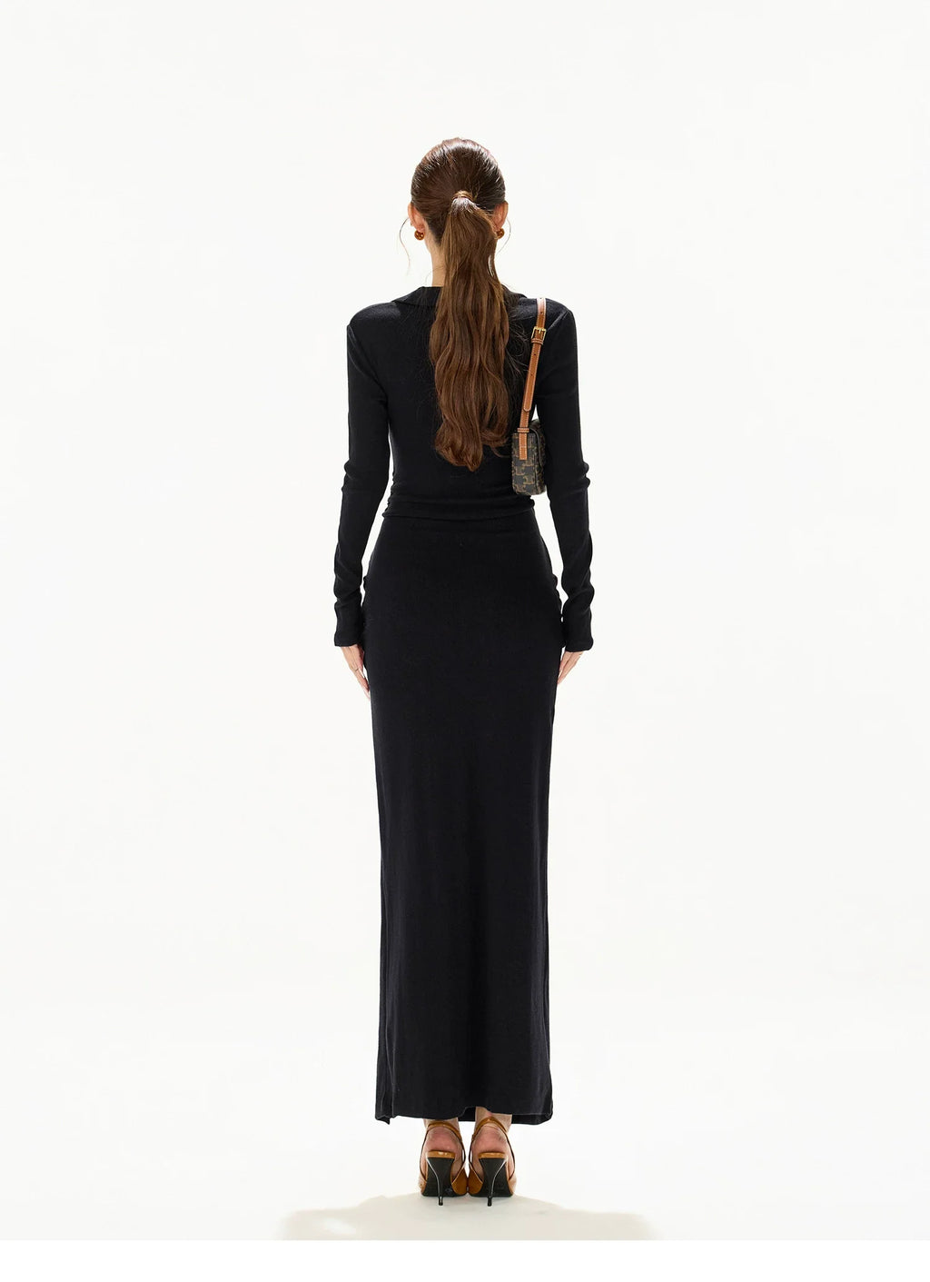 High-Slit Lace-Up Bodycon Maxi Dress
