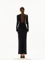 High-Slit Lace-Up Bodycon Maxi Dress