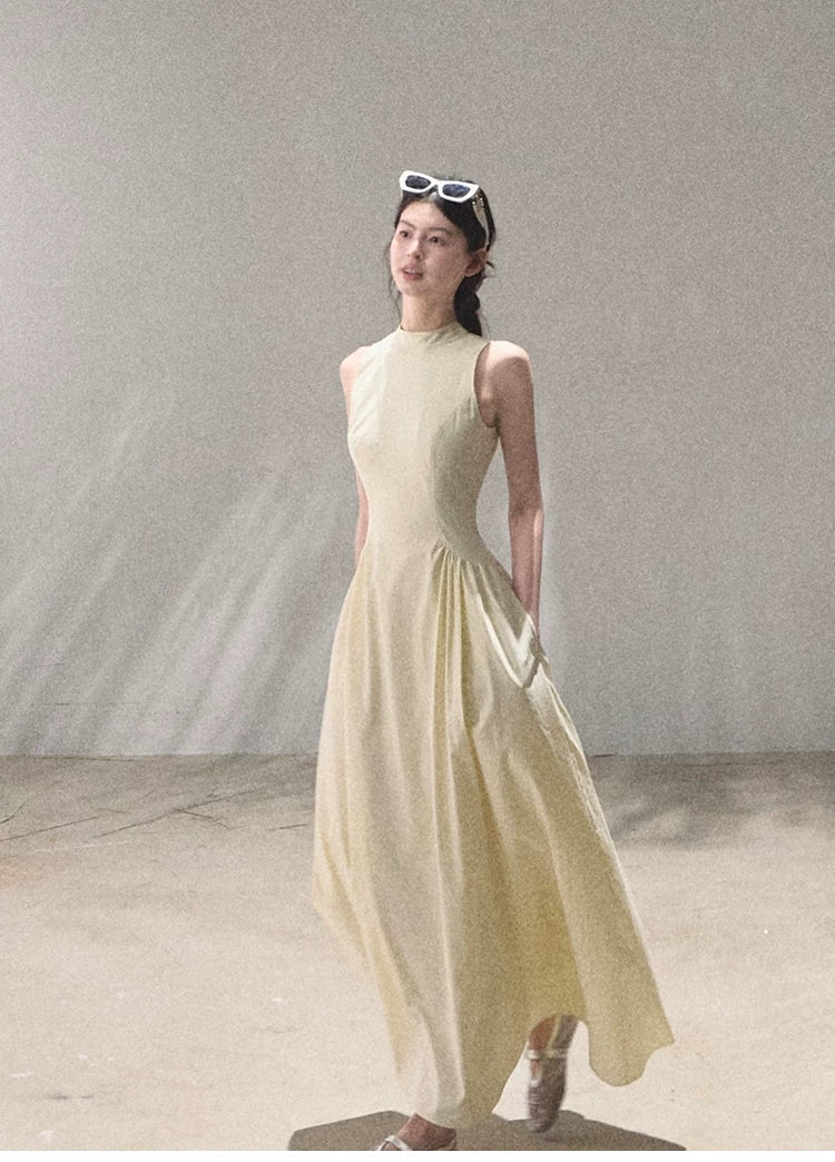 Vanilla Spring Halter Backless Dress